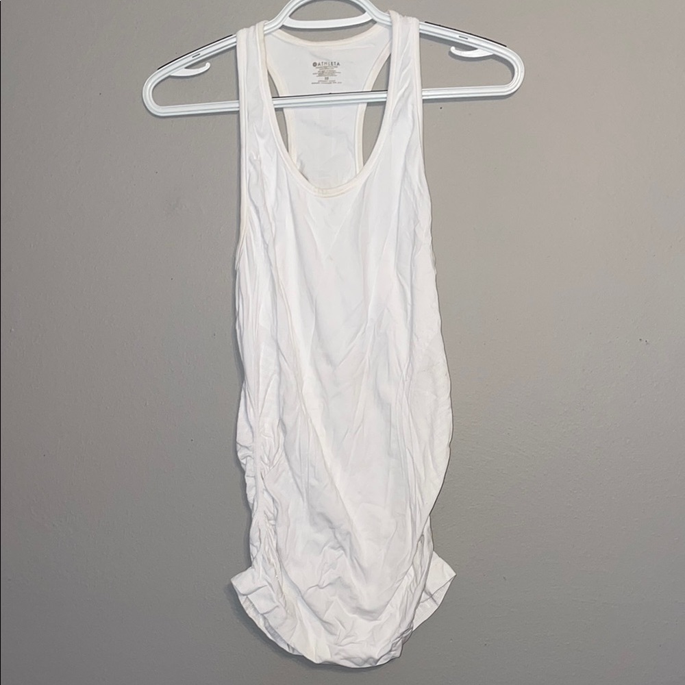 Athleta White Ruched Tank Top